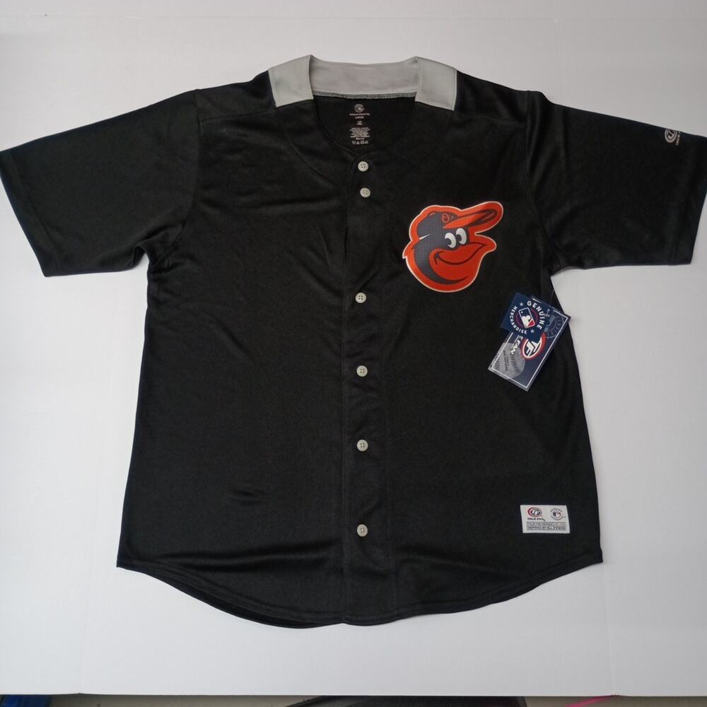 Baltimore Orioles Black Men’s MLB Jersey Size L Large True Fan Button Up‎